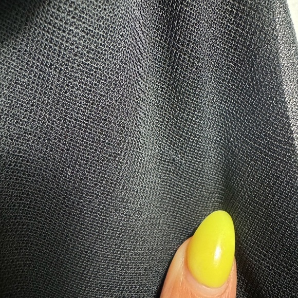 TADASHI Vintage Black V-Neck Ruched Pleated Mesh Chiffon Overlay Maxi Gown Dress - Picture 6 of 16